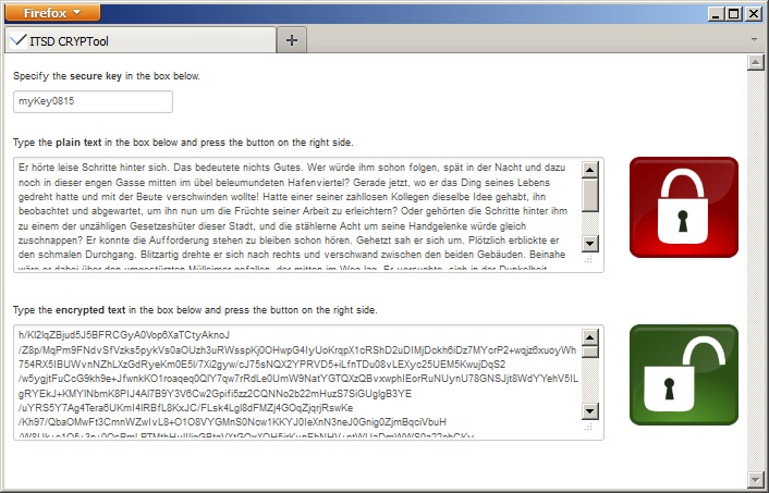 Texte sicher verschlüsseln mit dem ITSD CRYPTool ITSD CRYPTool zum sicheren Verschlüsseln von Texten